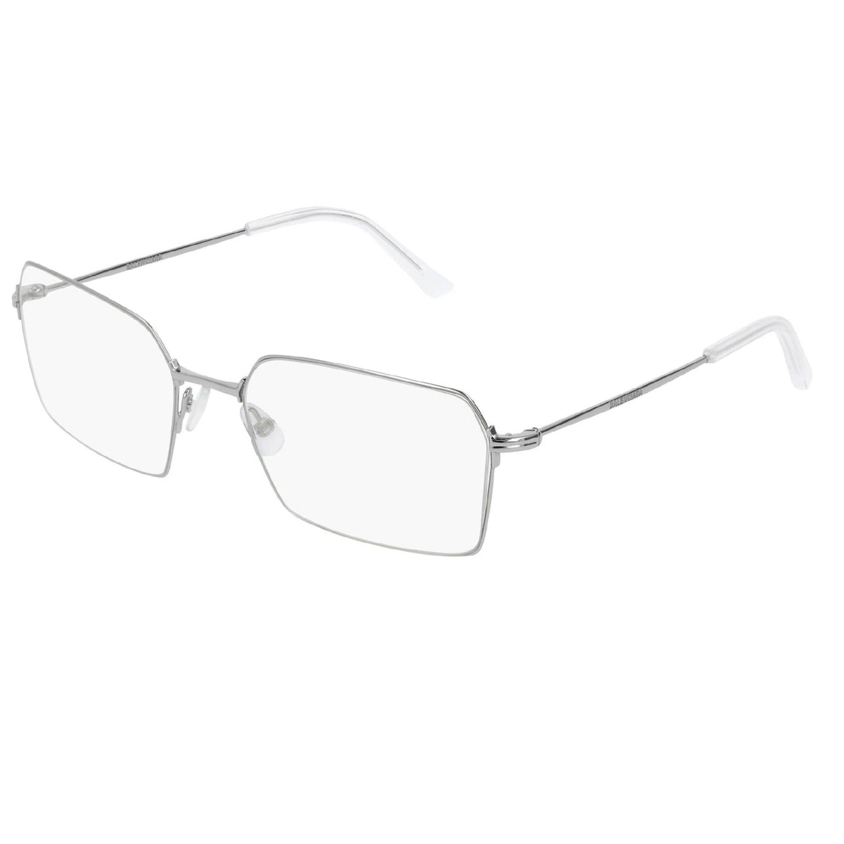 Balenciaga Unisex Sunglasses Spring Summer Silver Transparent Demo Lens Demo Lens Shiny BB0033O 002