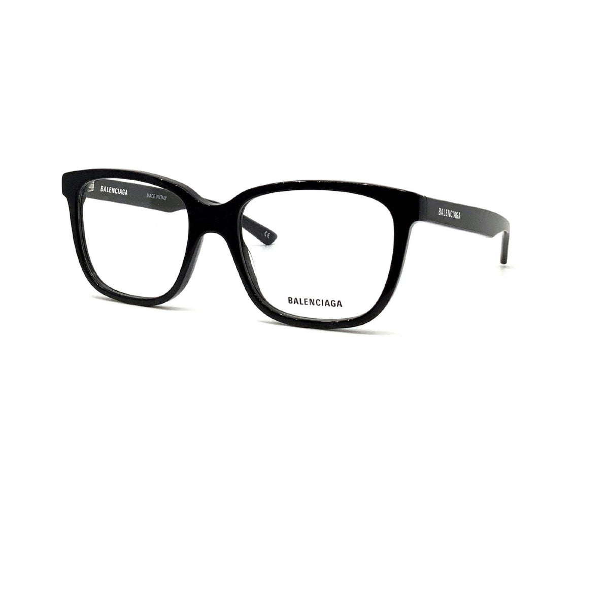 Balenciaga Unisex Sunglasses Spring Summer Black Transparent Demo Lens Demo Lens Shiny BB0078O 001