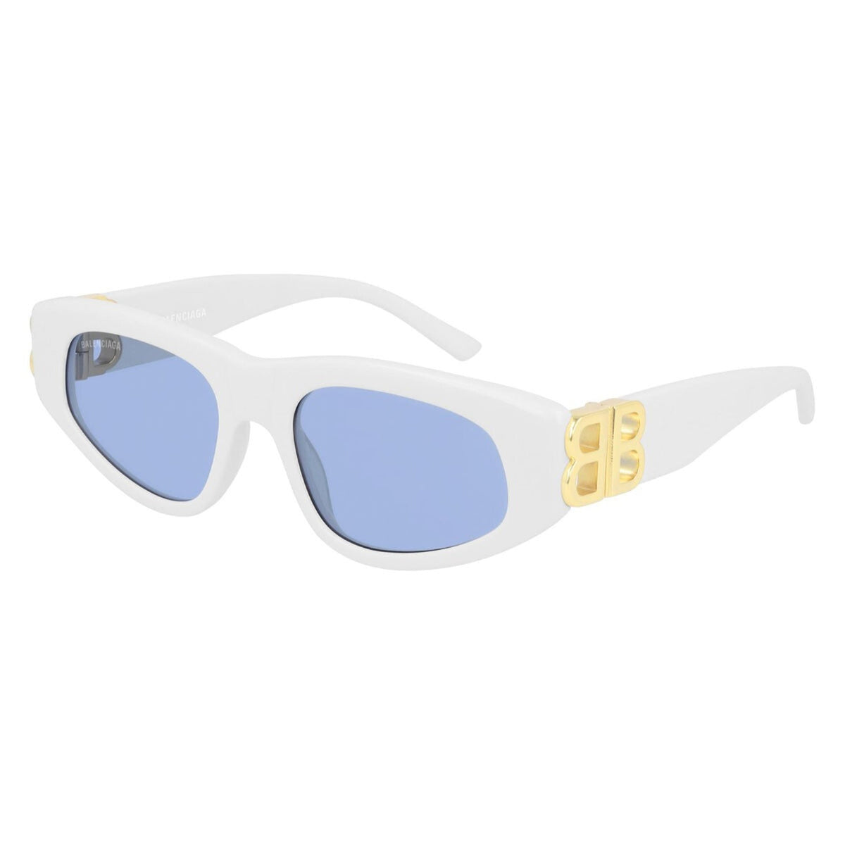 Balenciaga Women's Sunglasses Spring Summer White Light Blue Nylon Nylon Shiny BB0095S 004
