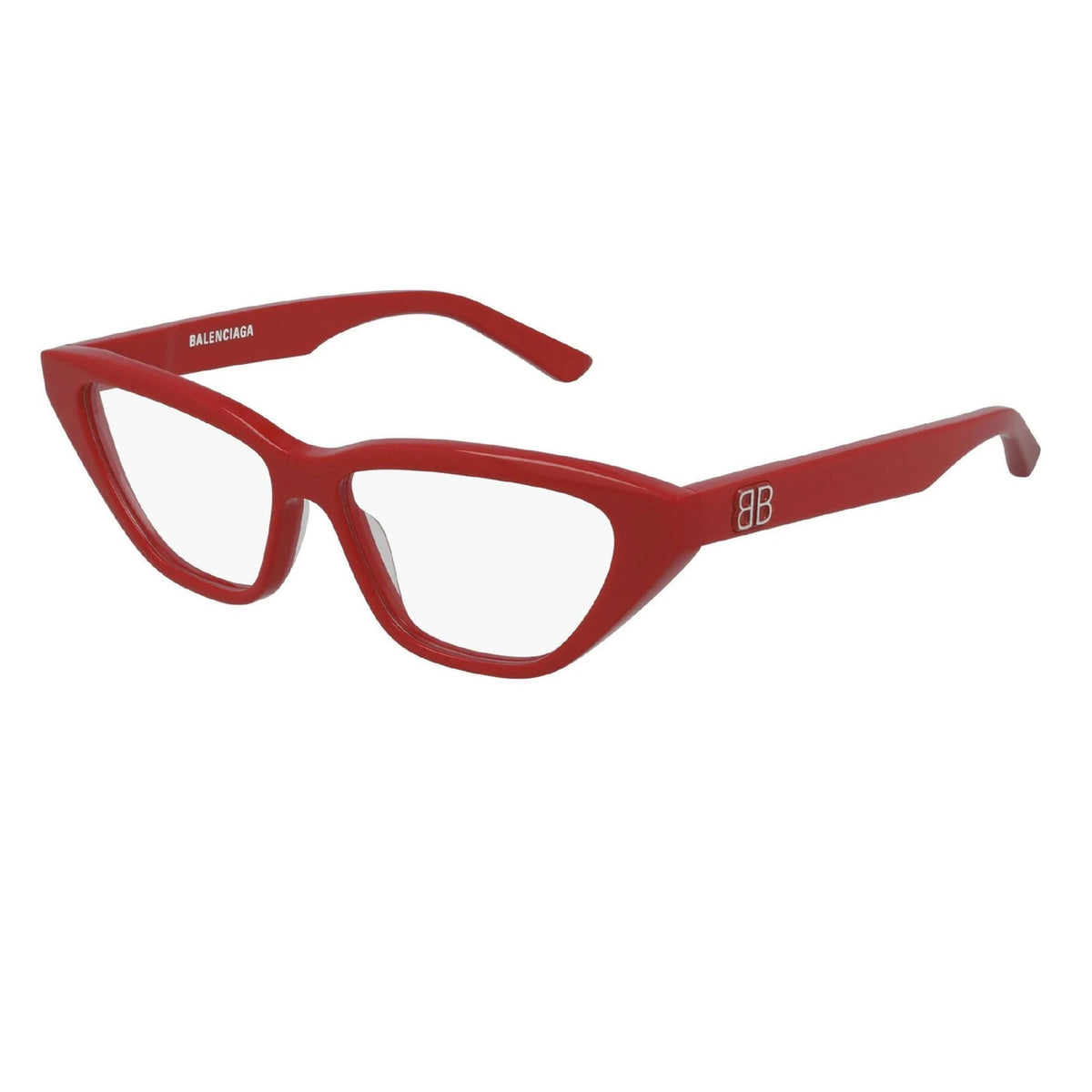 Balenciaga Women's Sunglasses Spring Summer Red Transparent Demo Lens Demo Lens Shiny BB0128O 003