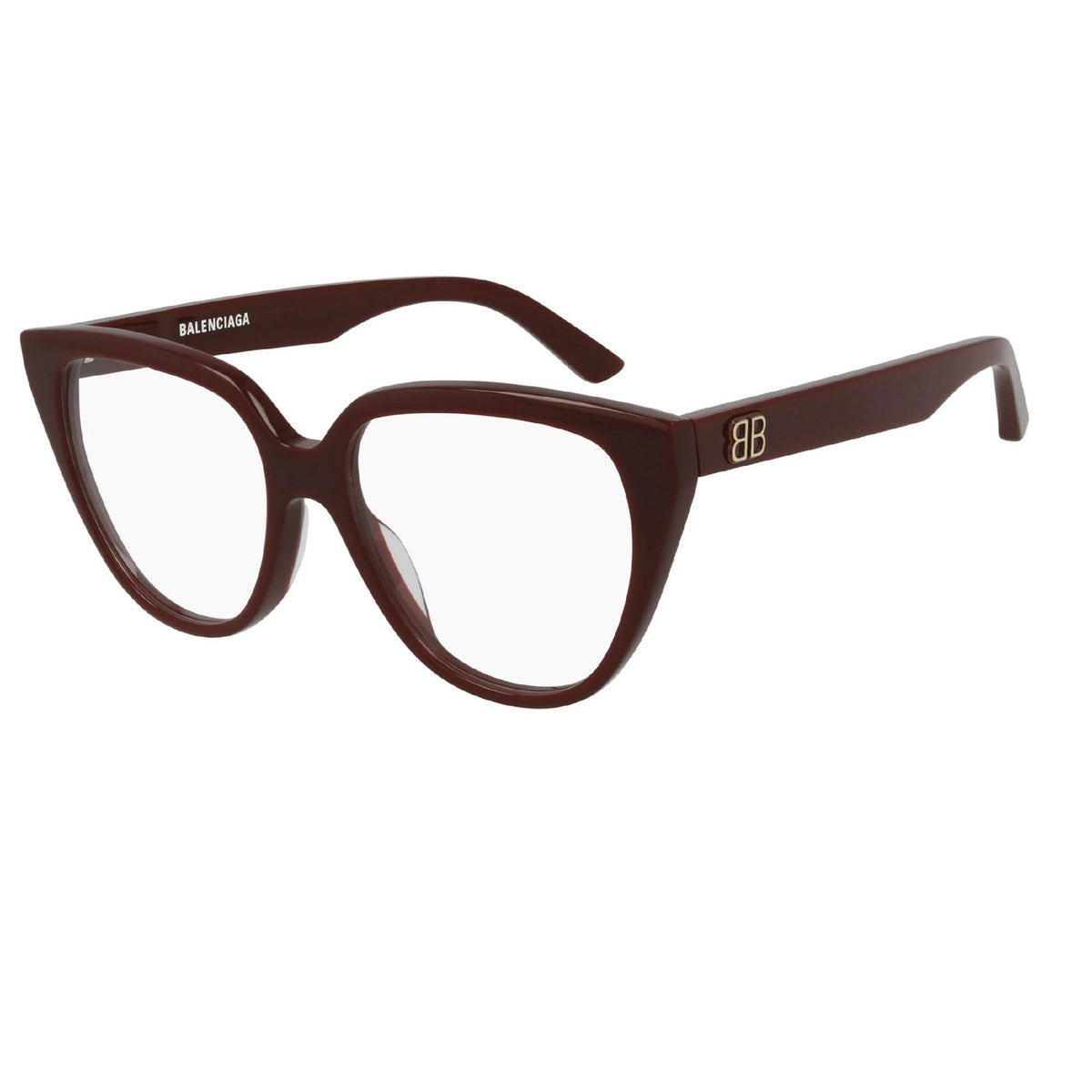 Balenciaga Women's Sunglasses Spring Summer Burgundy Transparent Demo Lens Demo Lens Shiny BB0129O 006