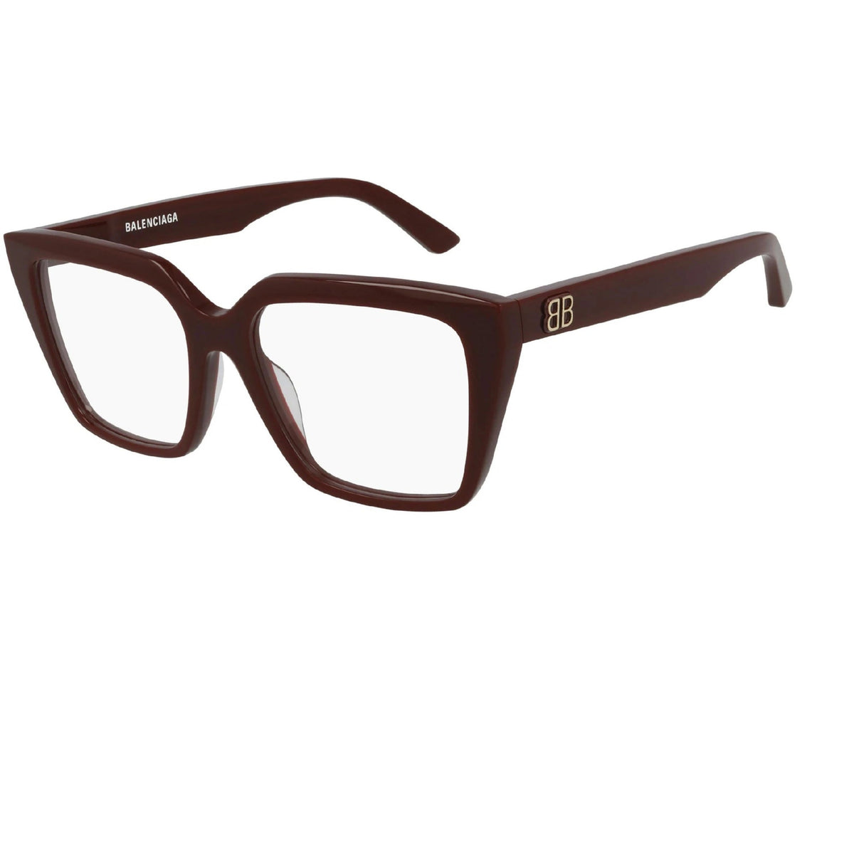 Balenciaga Women's Sunglasses Spring Summer Burgundy Transparent Demo Lens Demo Lens Shiny BB0130O 006