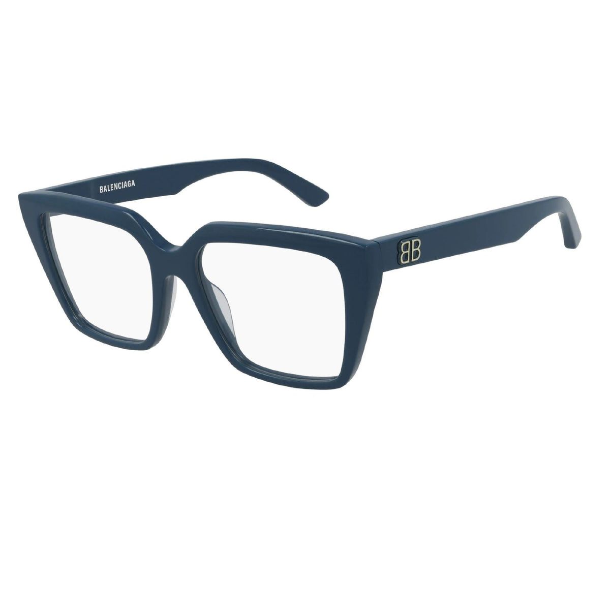 Balenciaga Women's Sunglasses Spring Summer Blue Transparent Demo Lens Demo Lens Shiny BB0130O 007