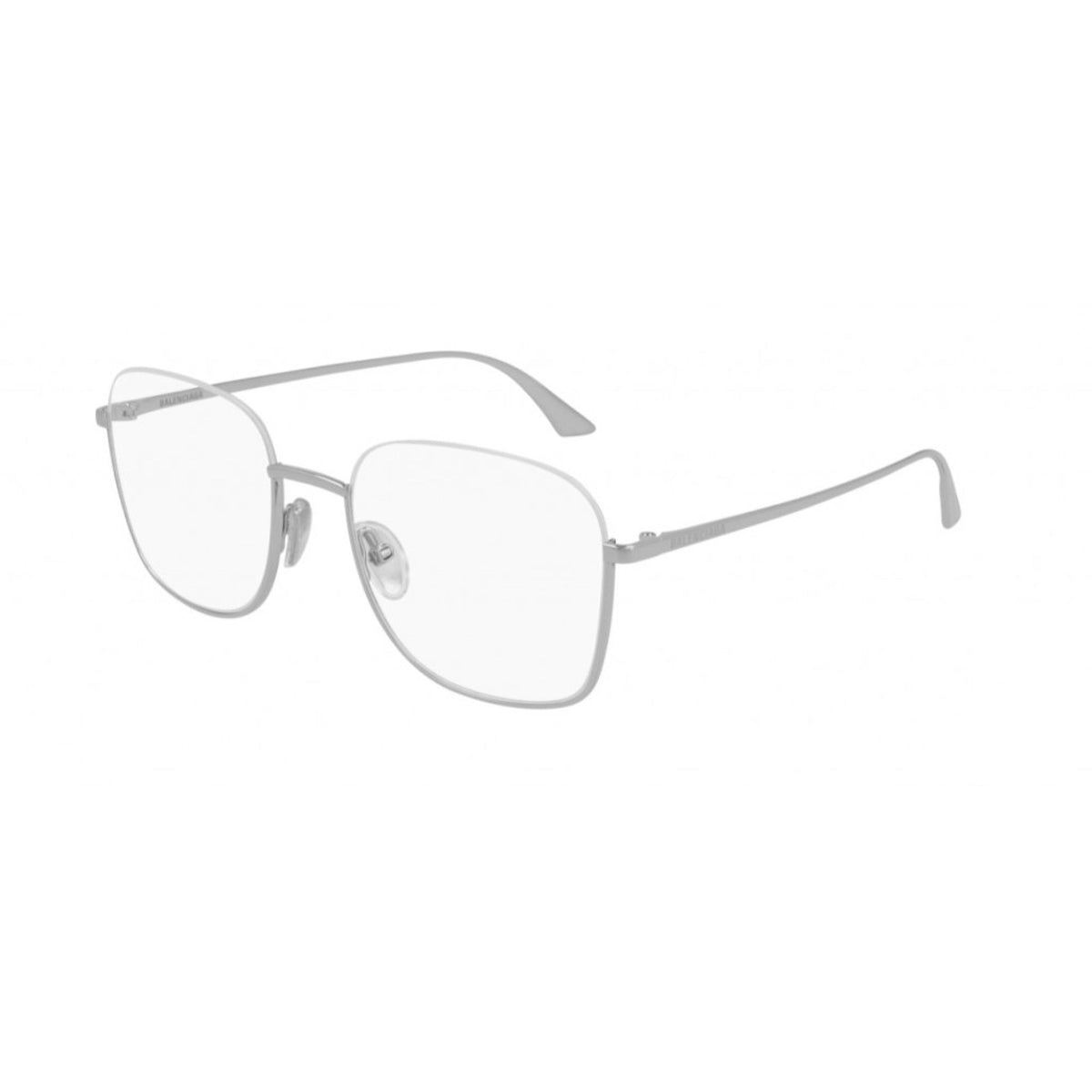 Balenciaga Unisex Sunglasses Spring Summer Silver Transparent Demo Lens Demo Lens Shiny BB0144O 002