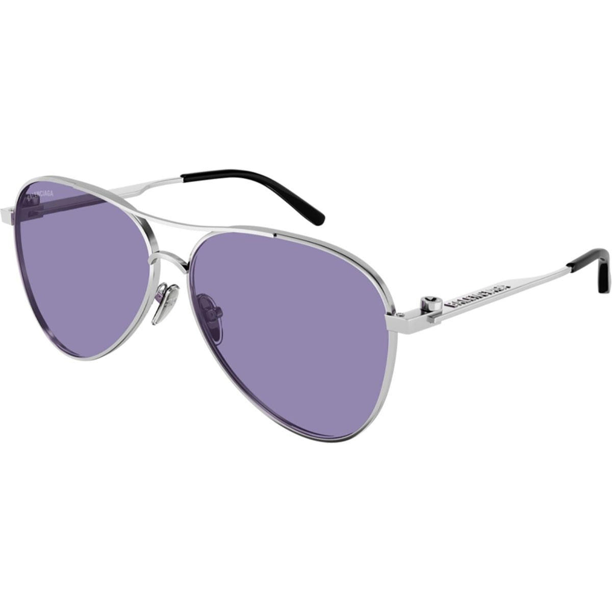 Balenciaga Unisex Sunglasses Fall Winter Silver Violet Nylon Nylon Matte BB0167S 004