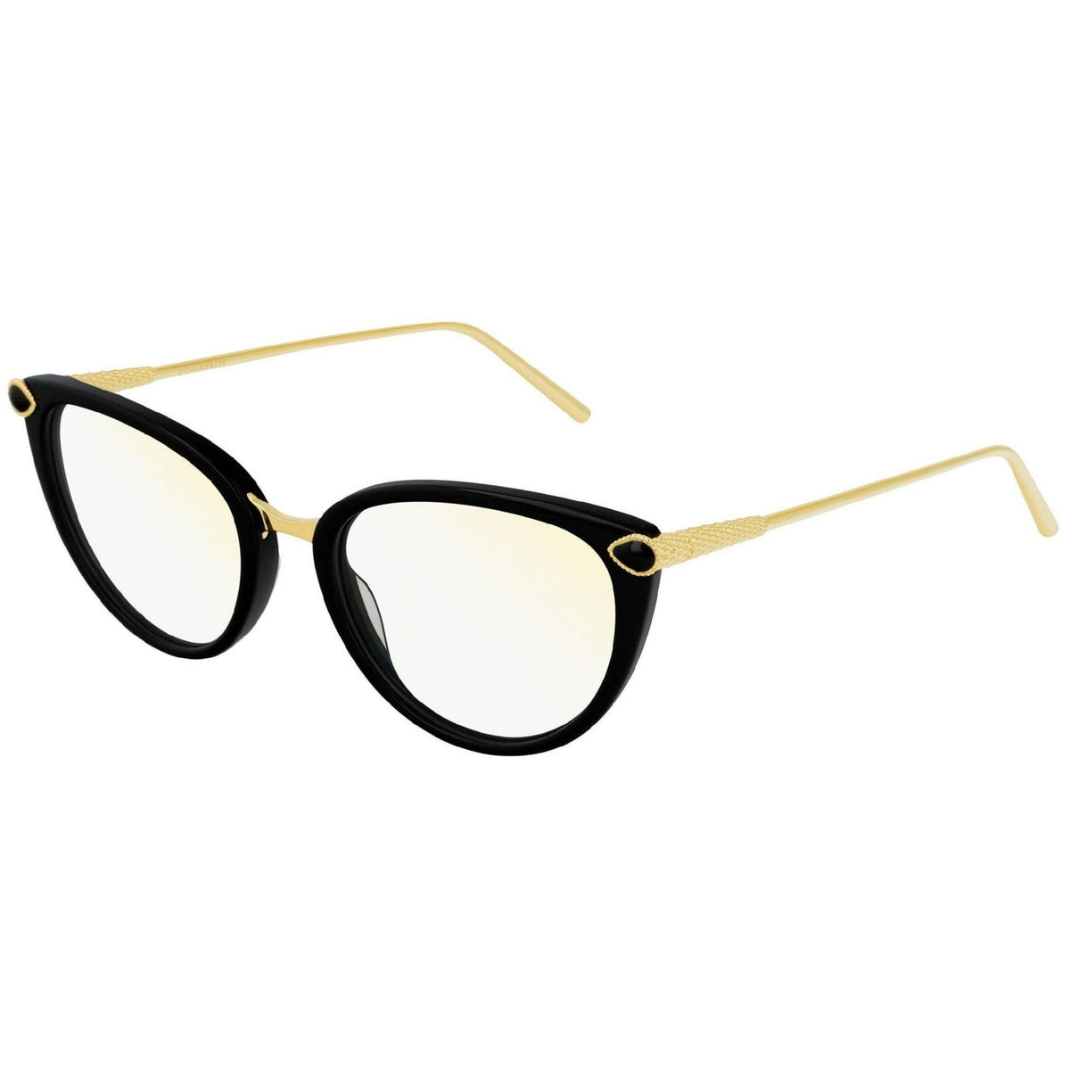 Boucheron Women's Sunglasses Spring Summer Black Transparent Demo Lens Demo Lens Gold BC0080O 001