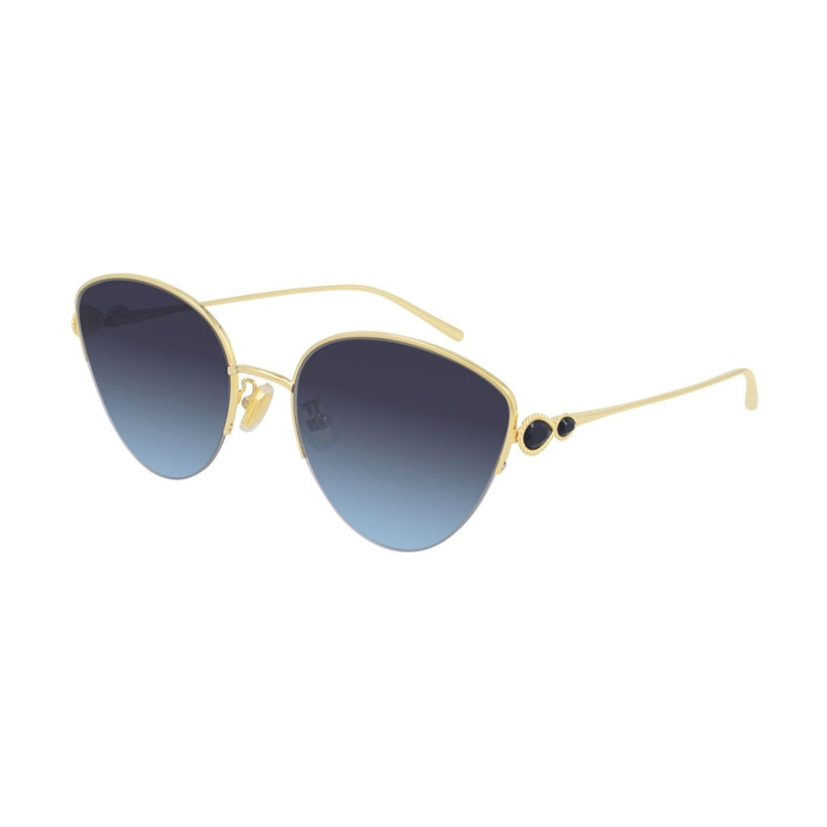 Boucheron Women's Sunglasses Spring Summer Gold Blue Nylon Nylon Shiny BC0115S 002