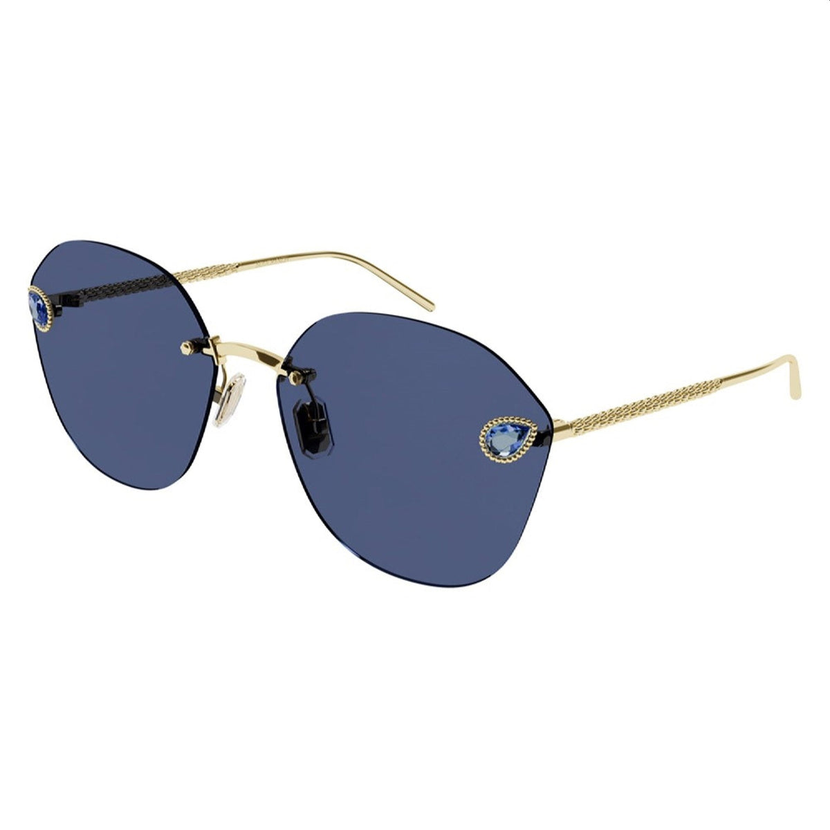 Boucheron Women's Sunglasses Spring Summer Gold Blue Nylon Nylon Yellow BC0128S 001