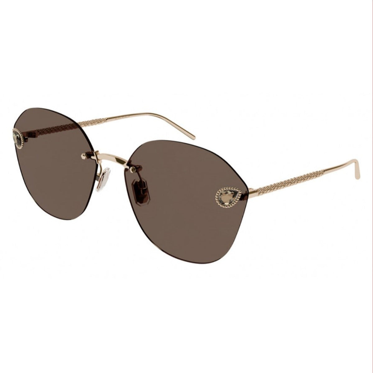 Boucheron Women's Sunglasses Spring Summer Gold Brown Nylon Nylon Red BC0128S 002