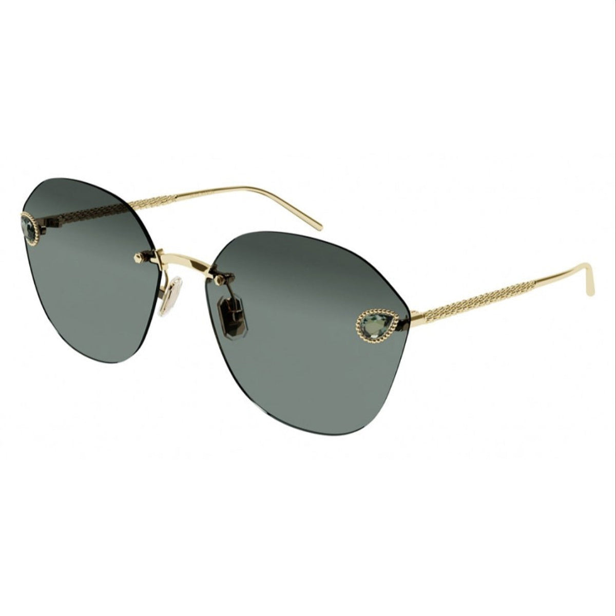 Boucheron Women&#39;s Sunglasses Spring Summer Gold Green Nylon Nylon Yellow BC0128S 003