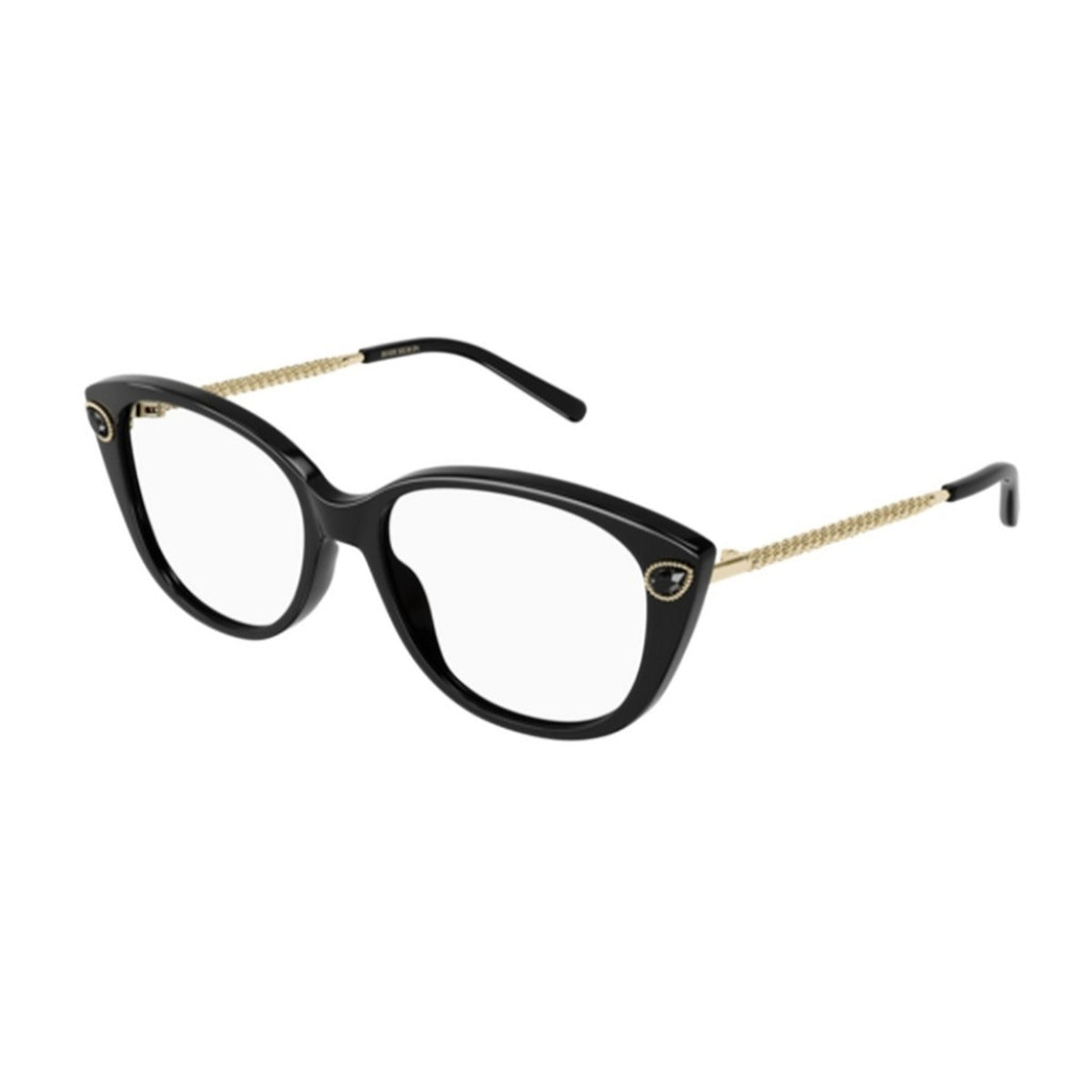 Boucheron Women's Sunglasses Spring Summer Black Transparent Demo Lens Demo Lens Shiny BC0129O 001