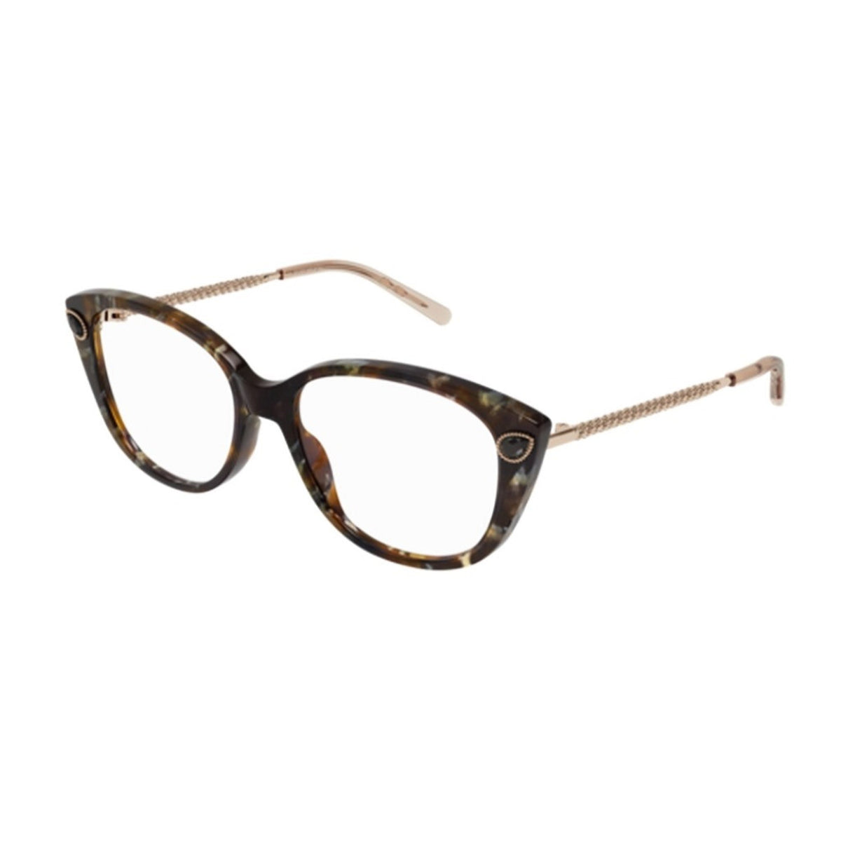 Boucheron Women's Sunglasses Spring Summer Havana Transparent Demo Lens Demo Lens Gold BC0129O 002