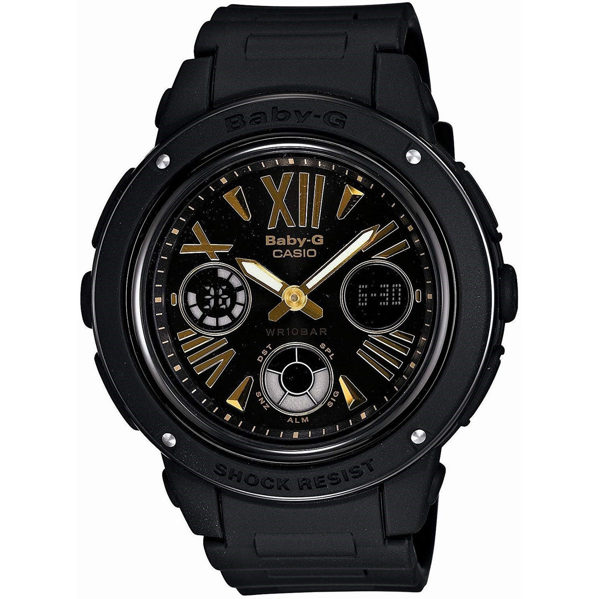 Casio Women&#39;s BGA153-1B Baby-G Chronograph-Digital Black Resin Watch