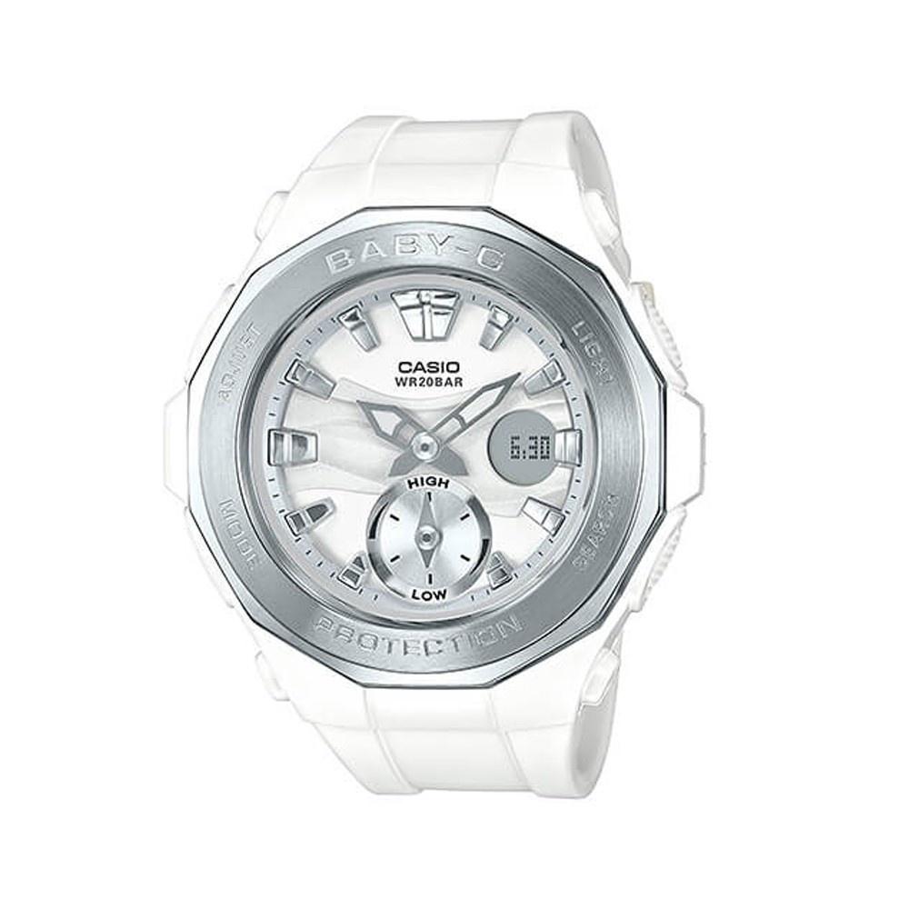 Casio Women&#39;s BGA220-7A Baby-G Analog-Digital White Resin Watch