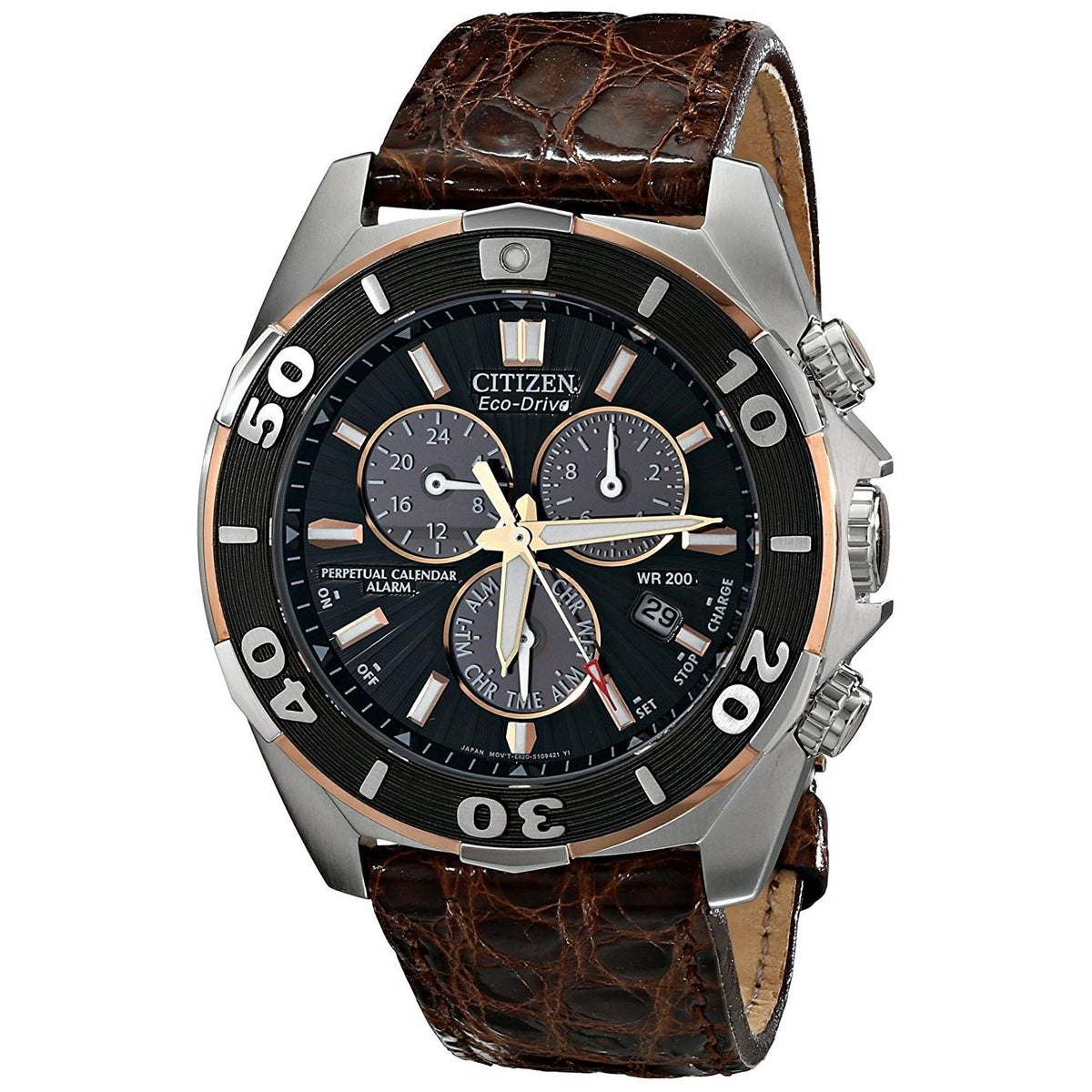 Citizen Men&#39;s BL5446-01E The Signature Collection Chronograph Brown Leather Watch