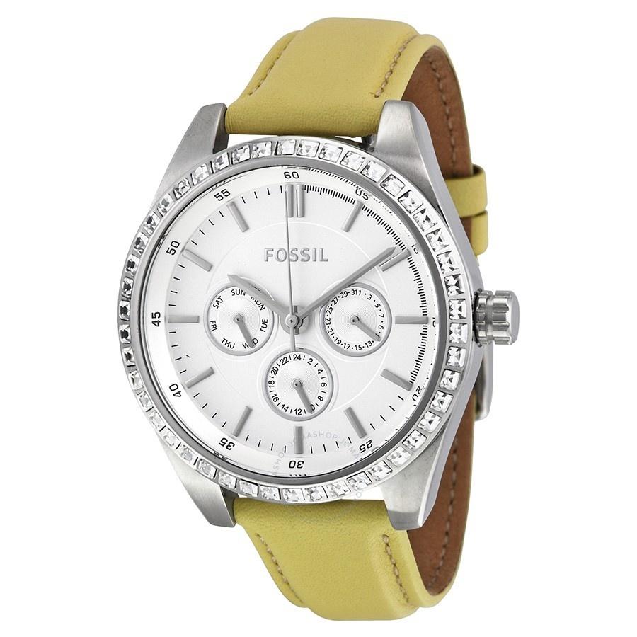 Fossil Women's BQ1440 Carissa Chronograph Yellow Leather Watch