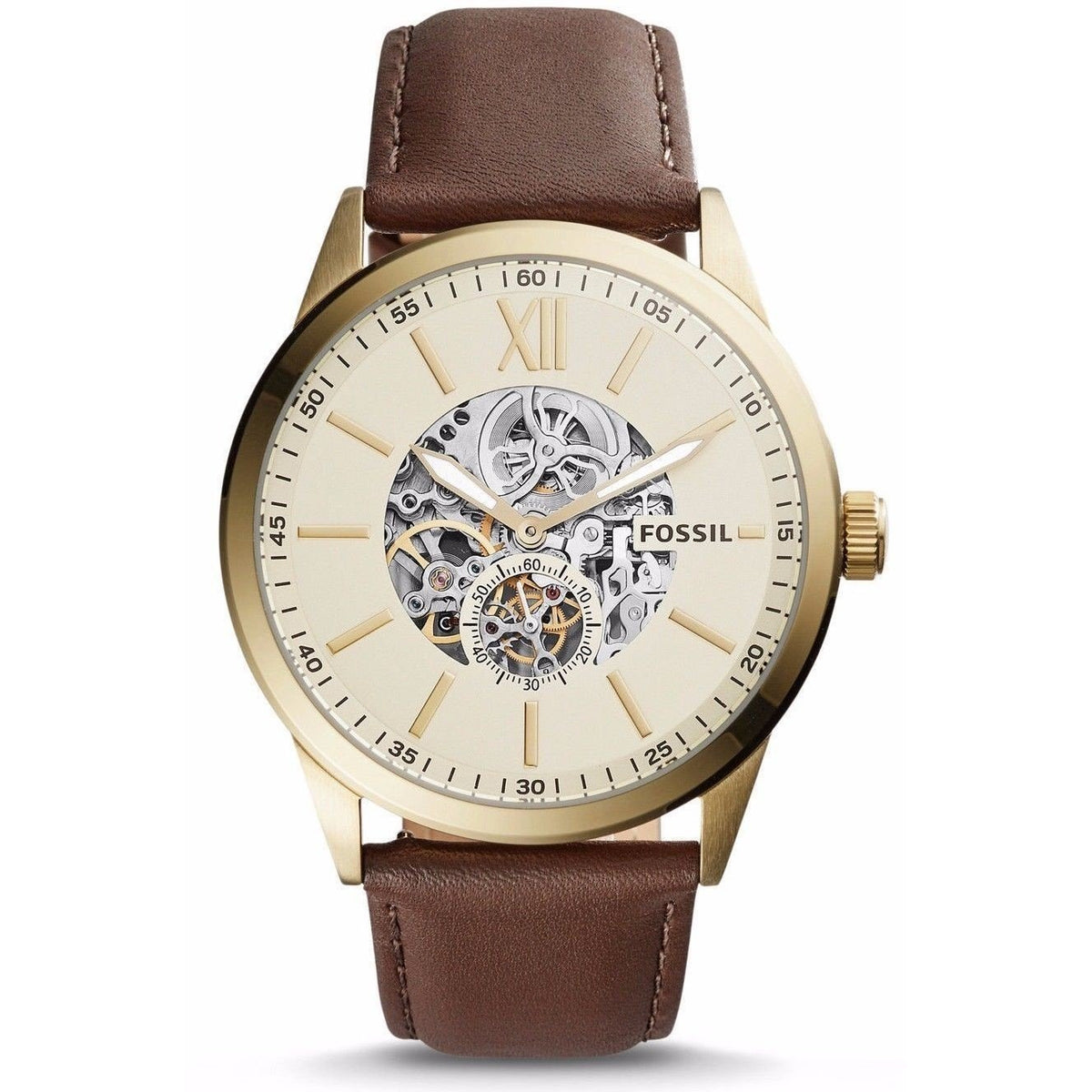 Fossil Men's BQ2215 Flynn Automatic Brown Leather Watch