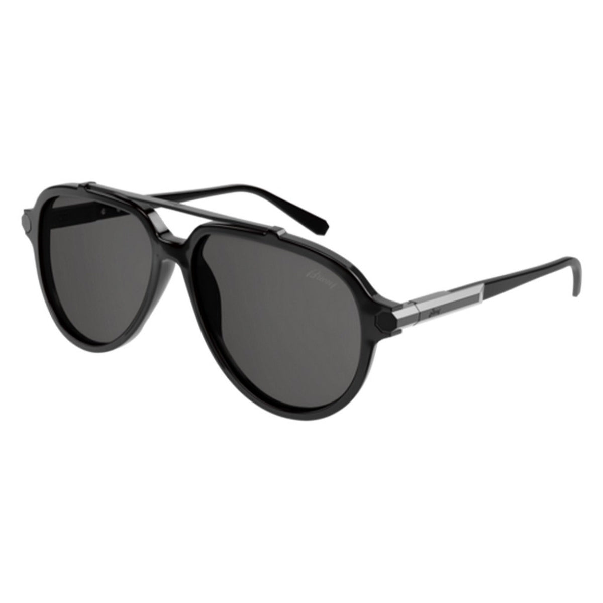 Brioni Men&#39;s Sunglasses Fall Winter 2021 Black Grey Nylon Nylon Shiny BR0096S 001