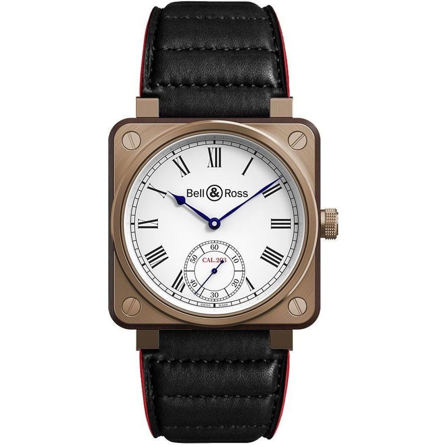 Bell & Ross Men's BR01-CM-203-B-V-053 Aviation Instruments  Black Leather Watch