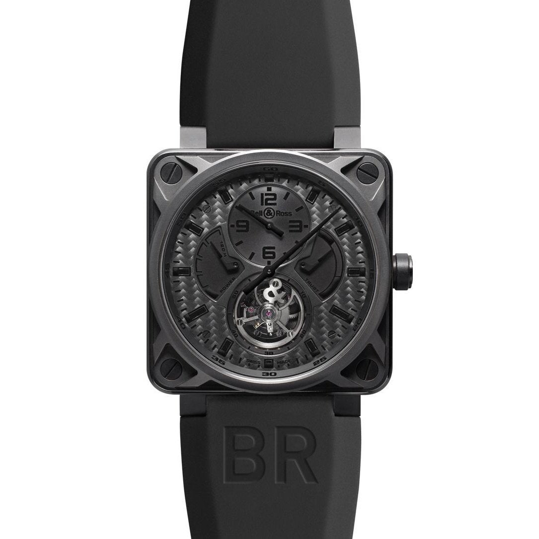 Bell & Ross Men's BR01-TOURBILLON Aviation Instruments  Black Rubber Watch