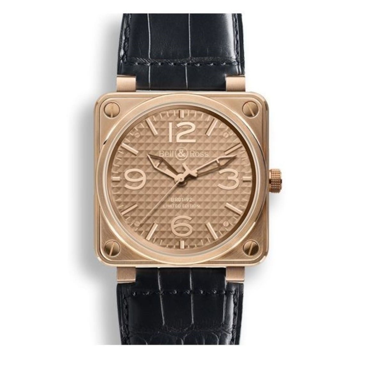 Bell & Ross Men's BR0192-GOLD-INGOT Aviation Instruments Black Leather Watch
