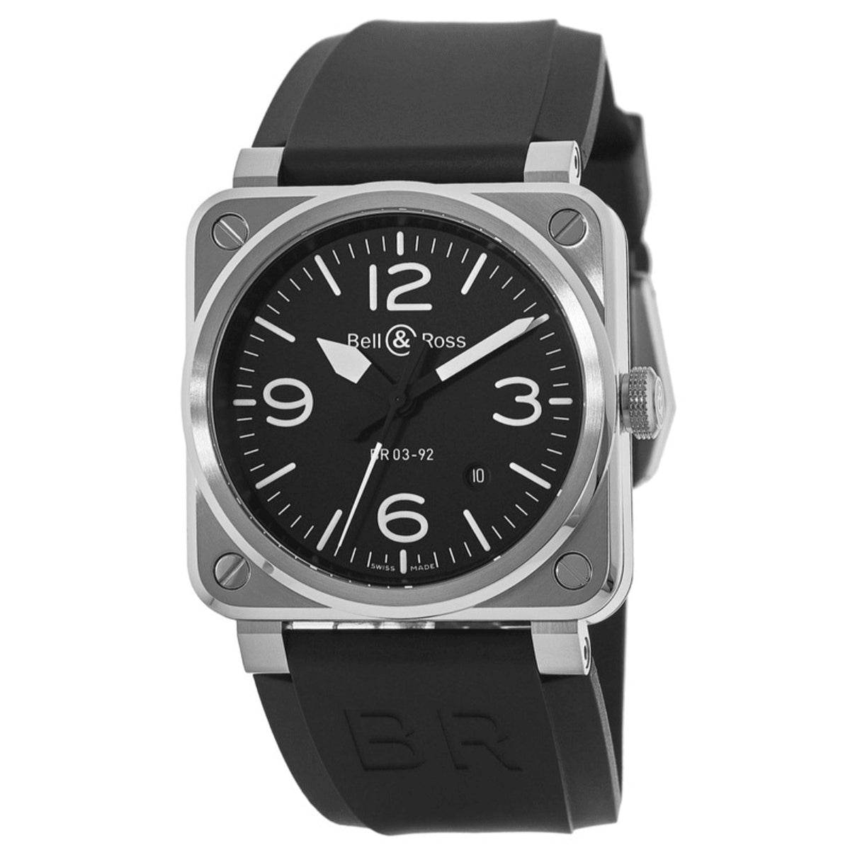 Bell & Ross Men's BR0392-BLC-ST Aviation Black Rubber Watch
