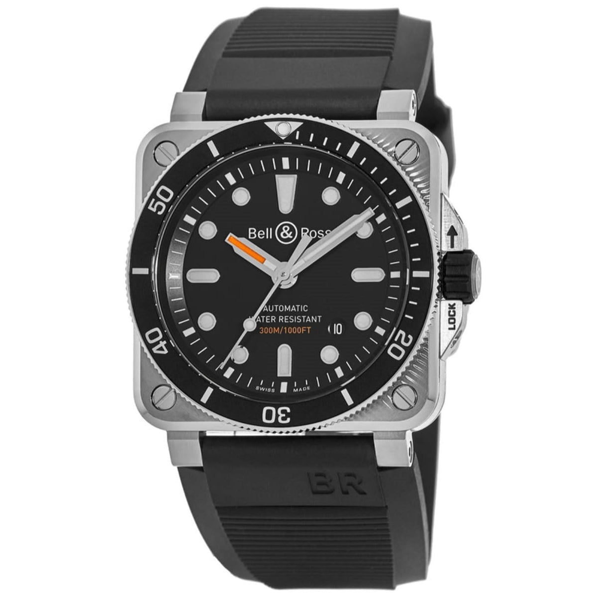 Bell & Ross Men's BR0392-D-BL-ST-SRB Diver Black Rubber Watch