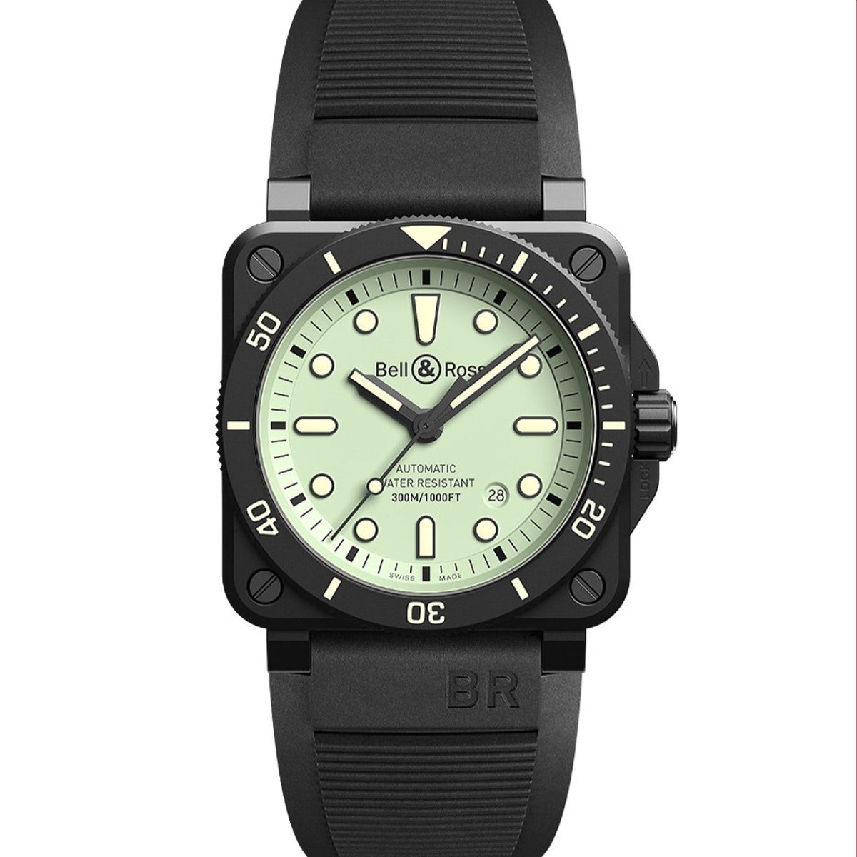 Bell & Ross Men's BR0392-D-C5-CE-SRB BR03-92 Diver Black Rubber Watch