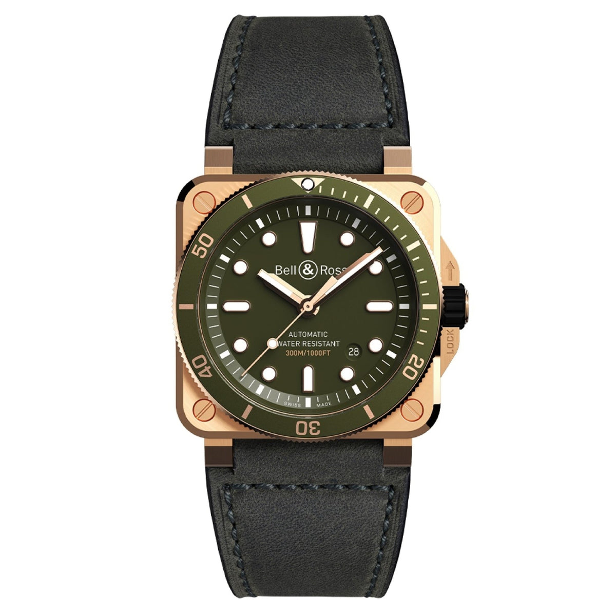 Bell & Ross Men's BR0392-D-G-BR-SCA BR03-92 Diver Black Leather Watch