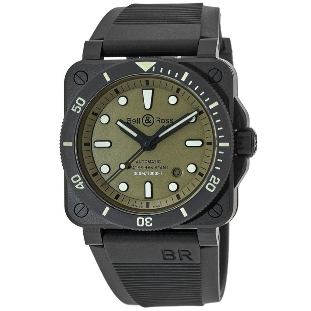 Bell & Ross Men's BR0392-D-KA-CE-SRB Diver Military Black Rubber Watch