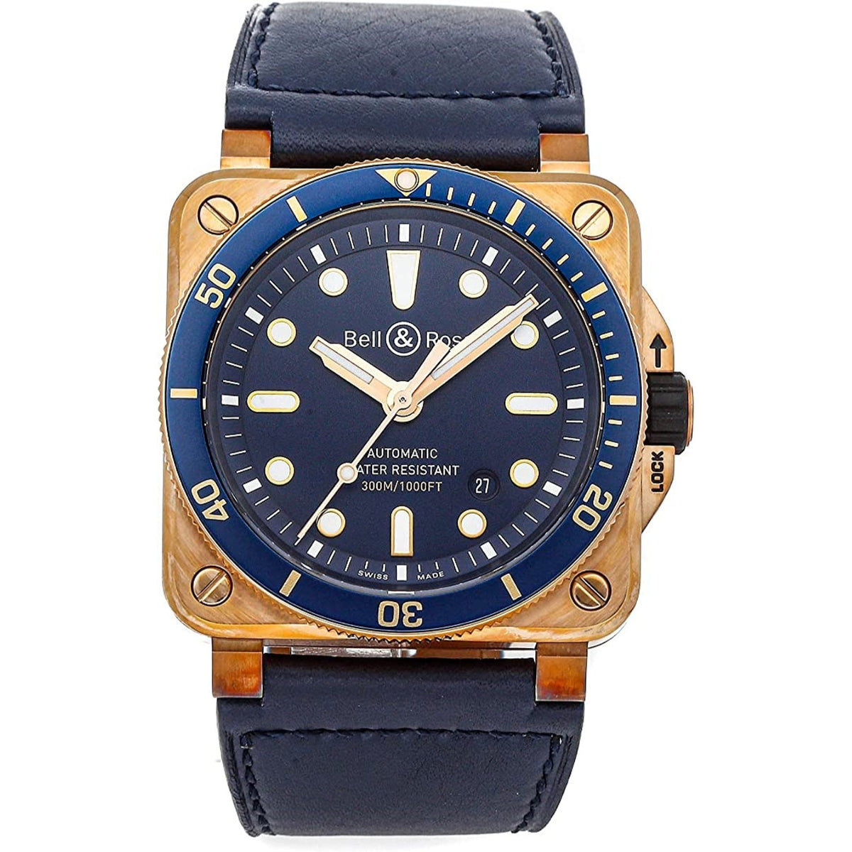 Bell & Ross Men's BR0392-D-LU-BR-SCA BR03-92 Diver Blue Leather Watch