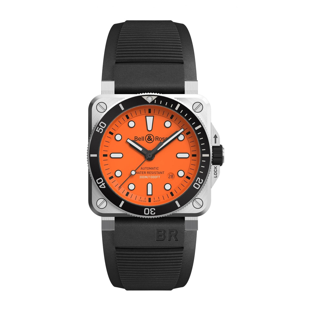 Bell & Ross Men's BR0392-D-O-ST-SRB BR03-92 Diver Black Rubber Watch