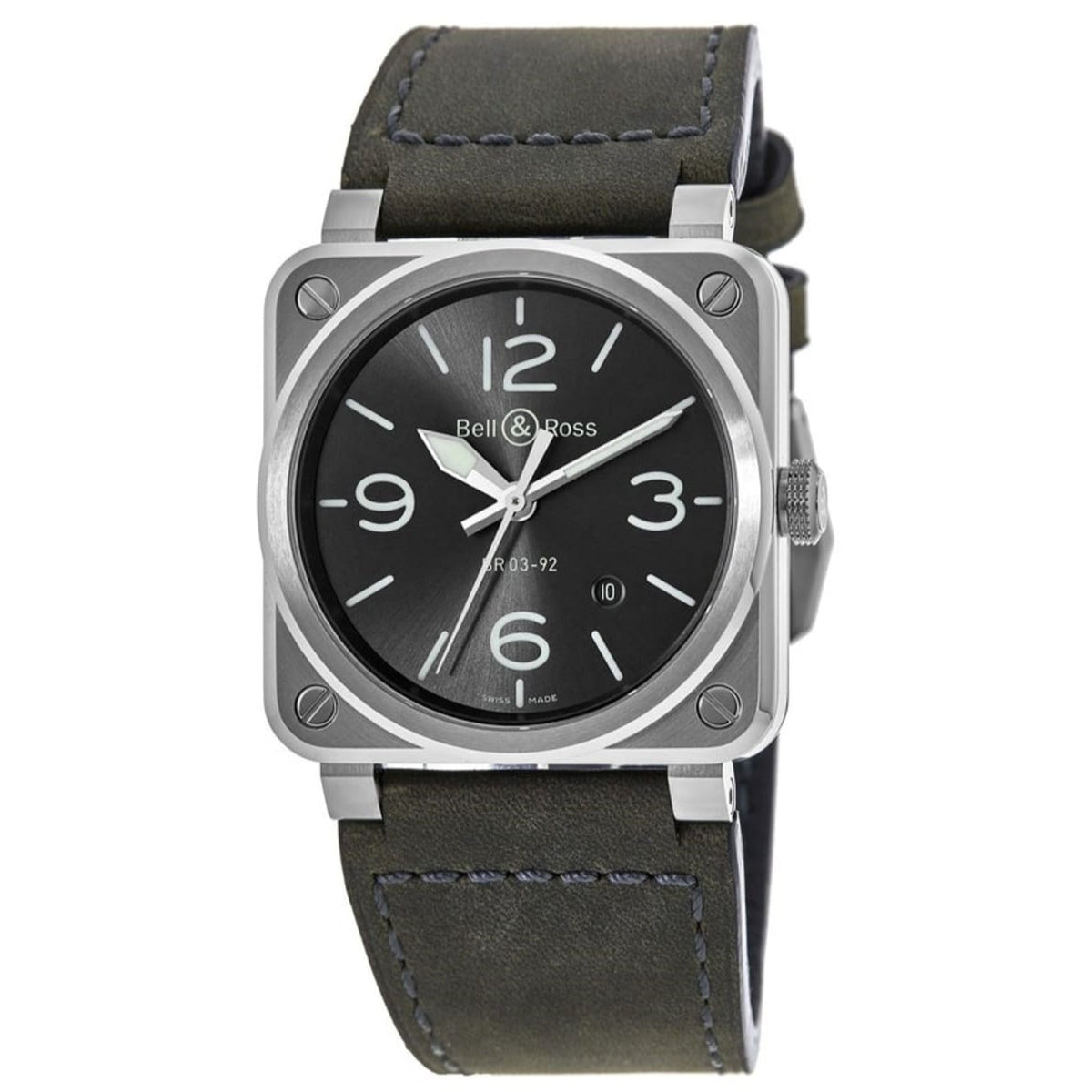 Bell & Ross Men's BR0392-GC3-ST-SCA Grey Leather Watch
