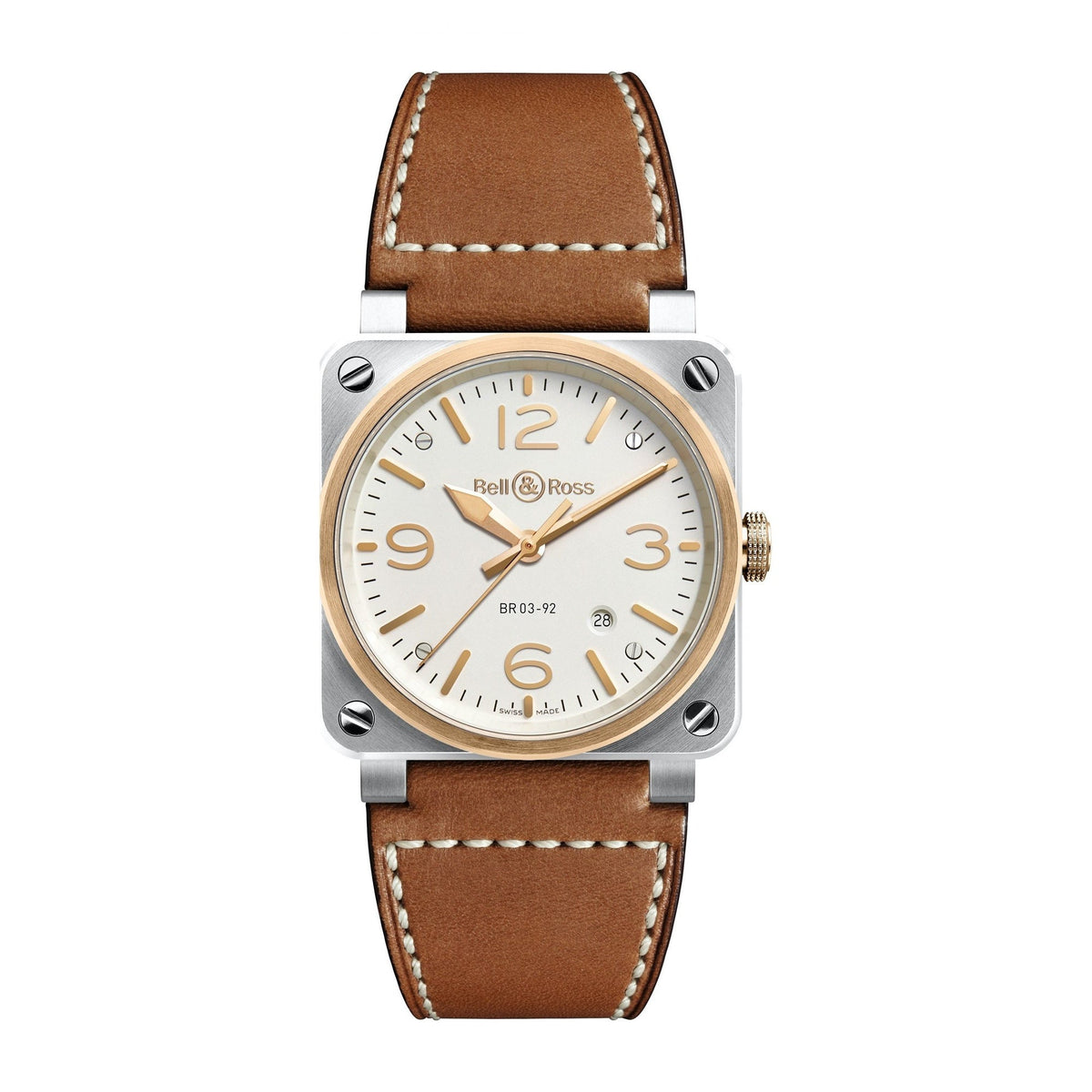 Bell & Ross Men's BR0392-ST-PG-SCA Aviation Brown Leather Watch