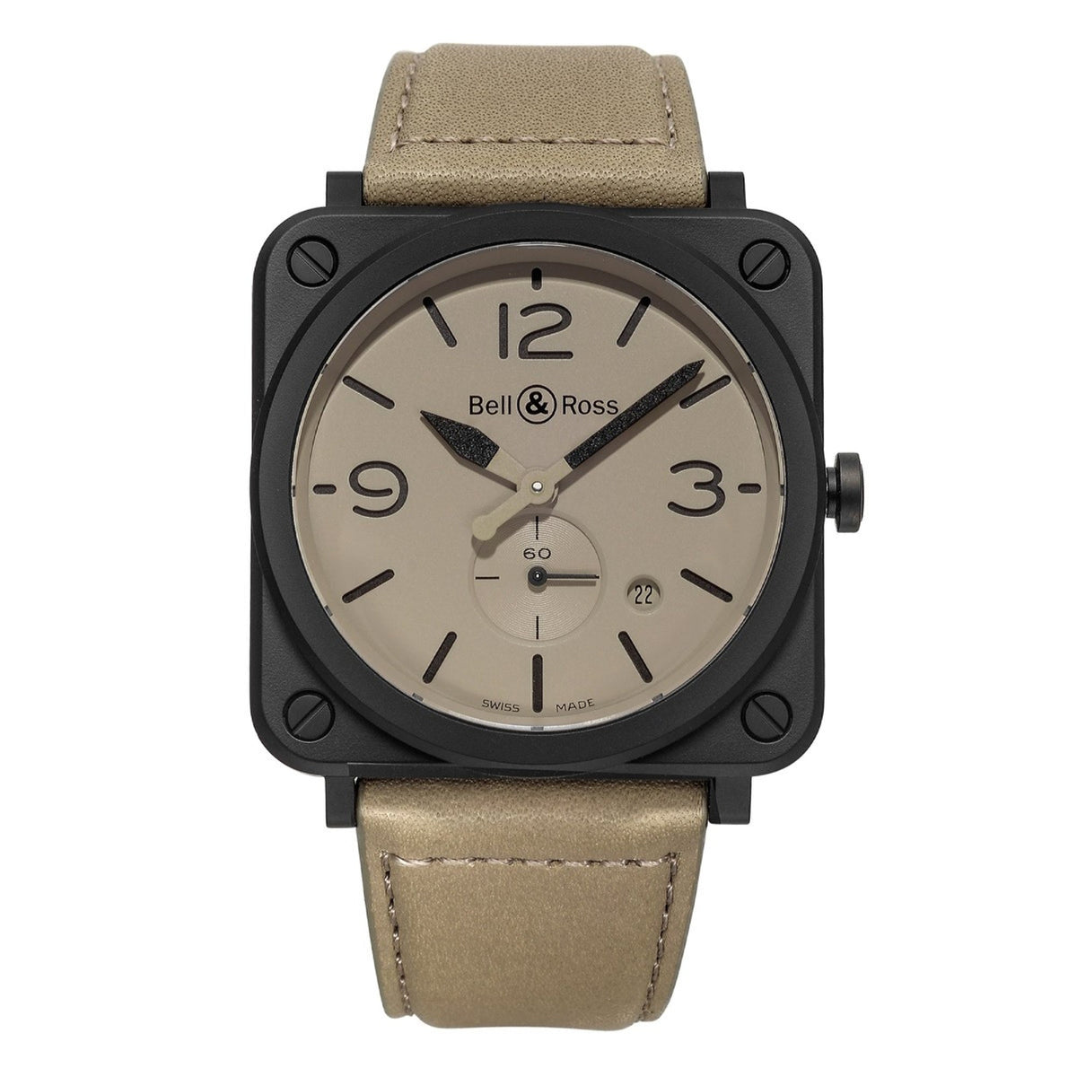 Bell & Ross Men's BRS-DESERT-CEM Aviation Desert Type Beige Leather Watch