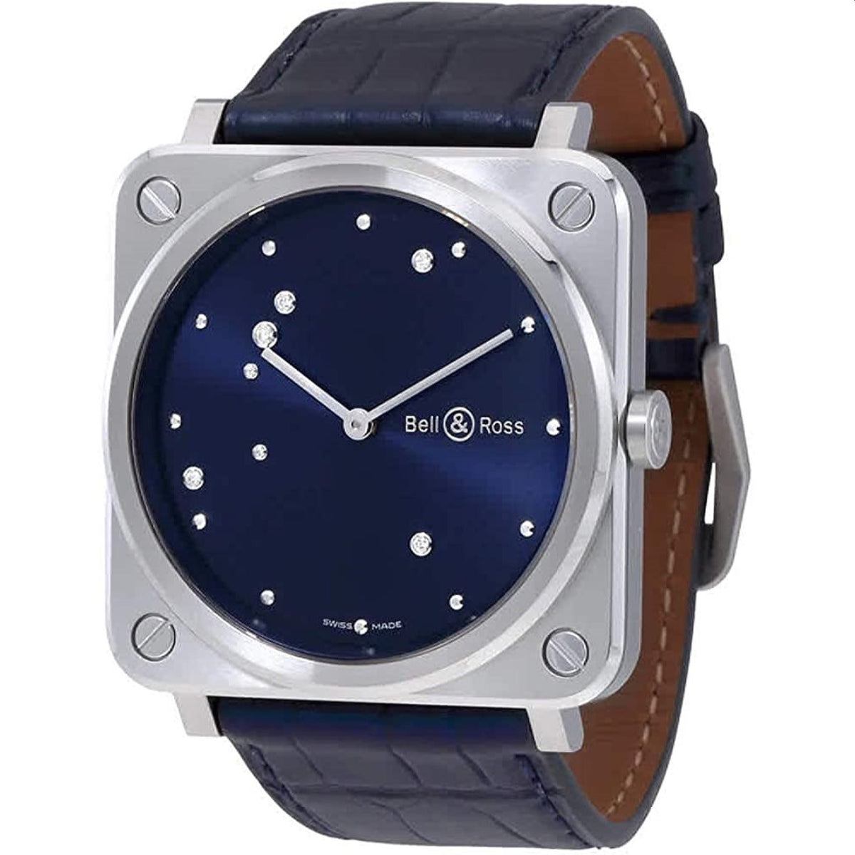 Bell & Ross Women's BRS-DIAEAGLE Aviation Desert Type Diamonds Blue Leather Watch
