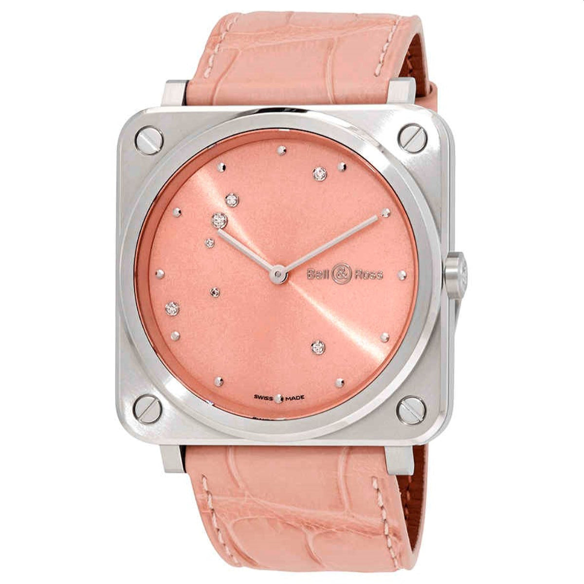 Bell &amp; Ross Women&#39;s BRS-EP-ST-SCR Pink Diamond Eagle Diamonds Pink Leather Watch
