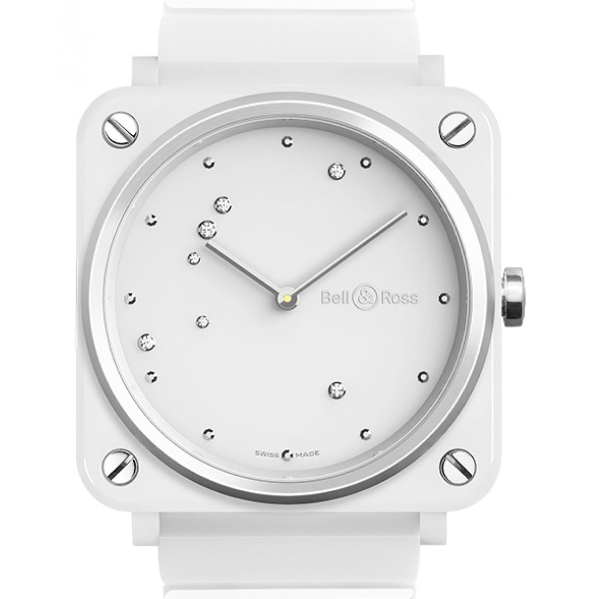 Bell & Ross Women's BRS-EW-CE-SCE BR S Diamonds White Ceramic Watch