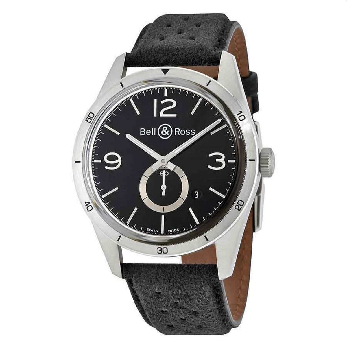 Bell & Ross Men's BRV123-BS-ST-SF Vintage Black Leather Watch
