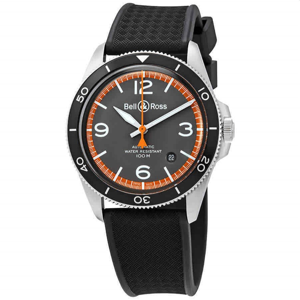 Bell & Ross Men's BRV292-ORA-ST-SRB Vintage V2-92 Garde Cotes Black Rubber Watch