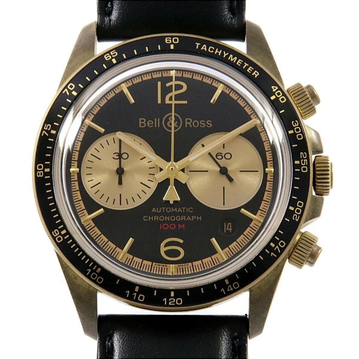 Bell & Ross Men's BRV294-BC-BR-SCA Bell And Ross Chronograph Black Leather Watch