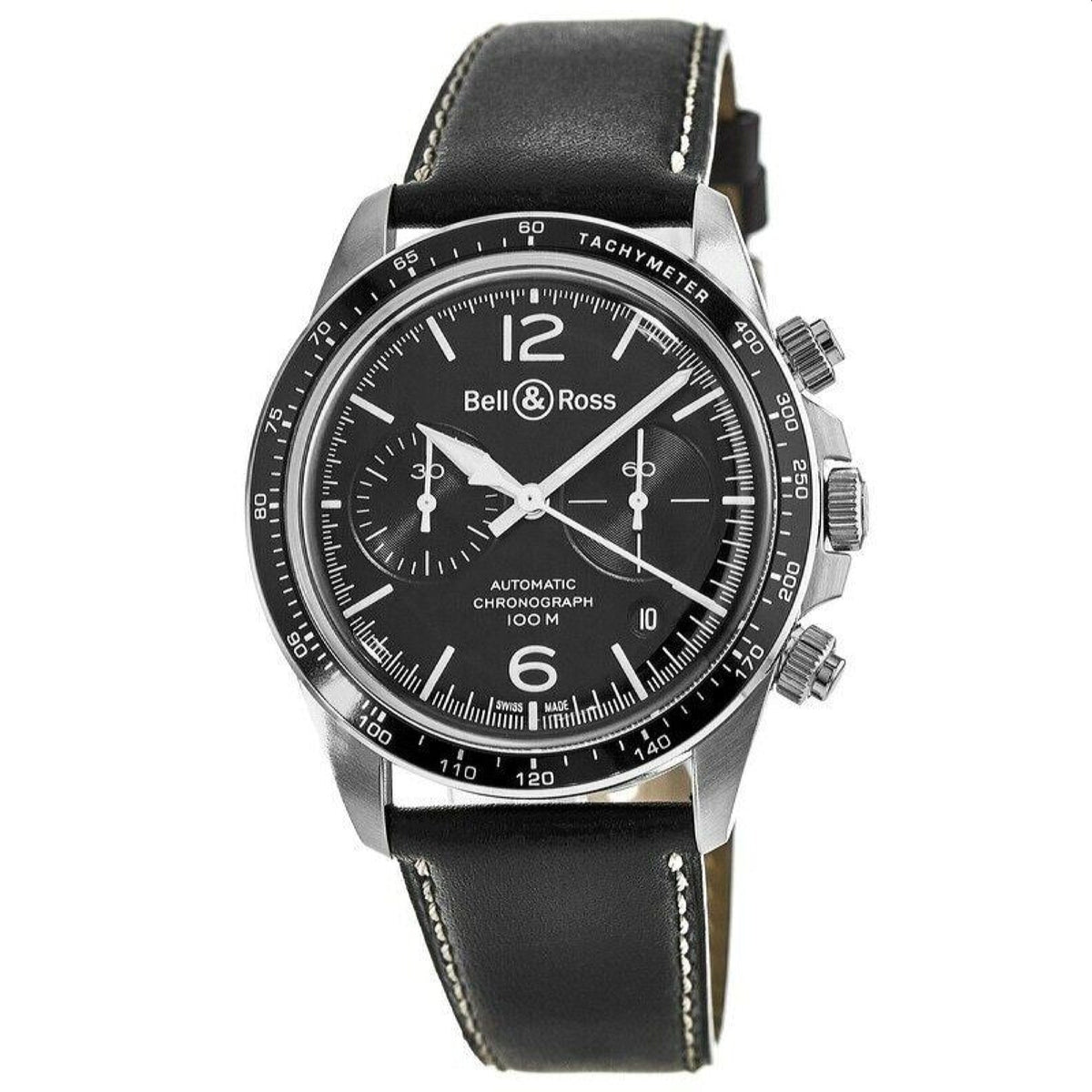 Bell & Ross Men's BRV294-BL-ST Vintage Chronograph Black Leather Watch