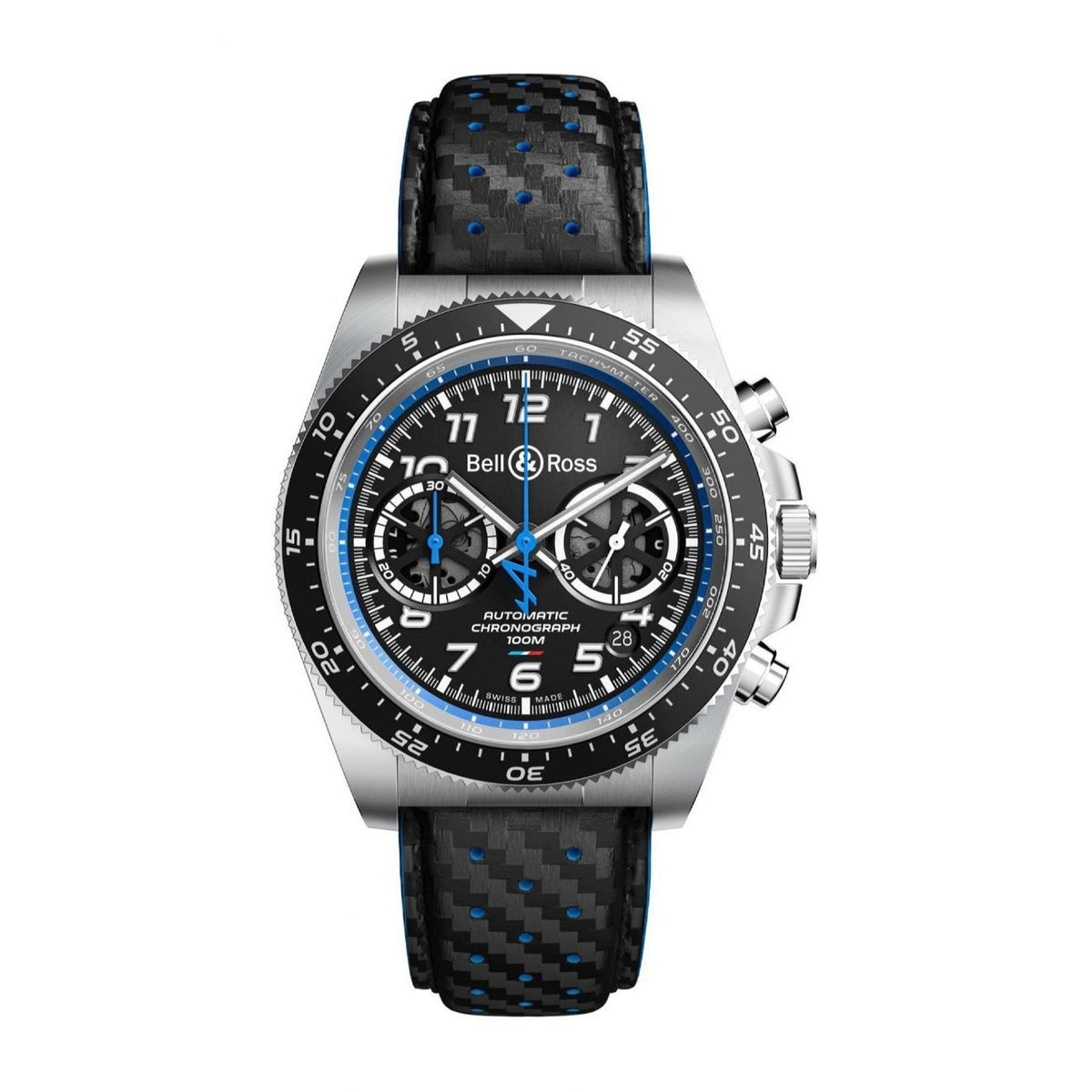 Bell & Ross Men's BRV394-A521-SCA BR V3-94 Chronograph Black Leather Watch