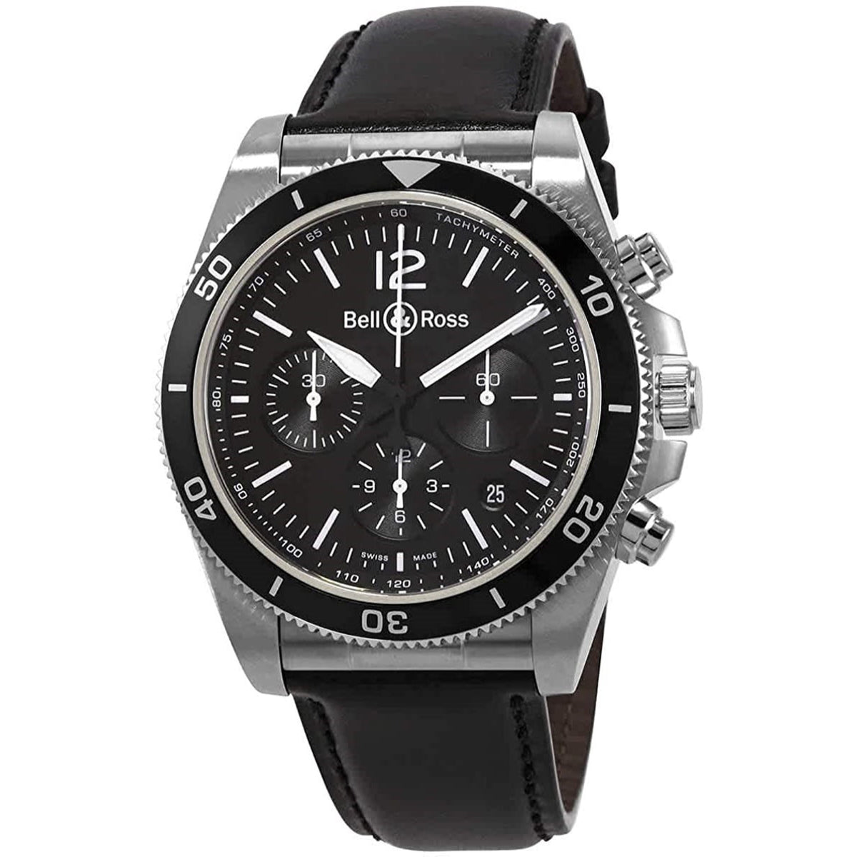Bell & Ross Men's BRV394-BL-ST-SCA BR V3-94 Chronograph Black Leather Watch