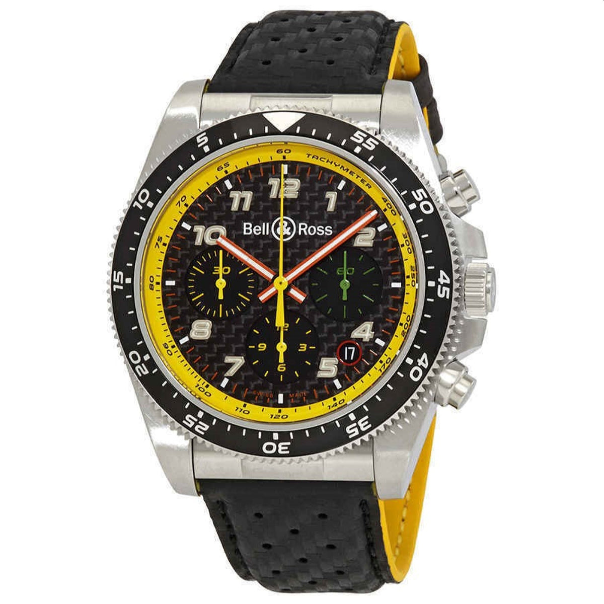 Bell & Ross Men's BRV394-RS19-SCA Vintage Renault Sport Chronograph Black Leather Watch