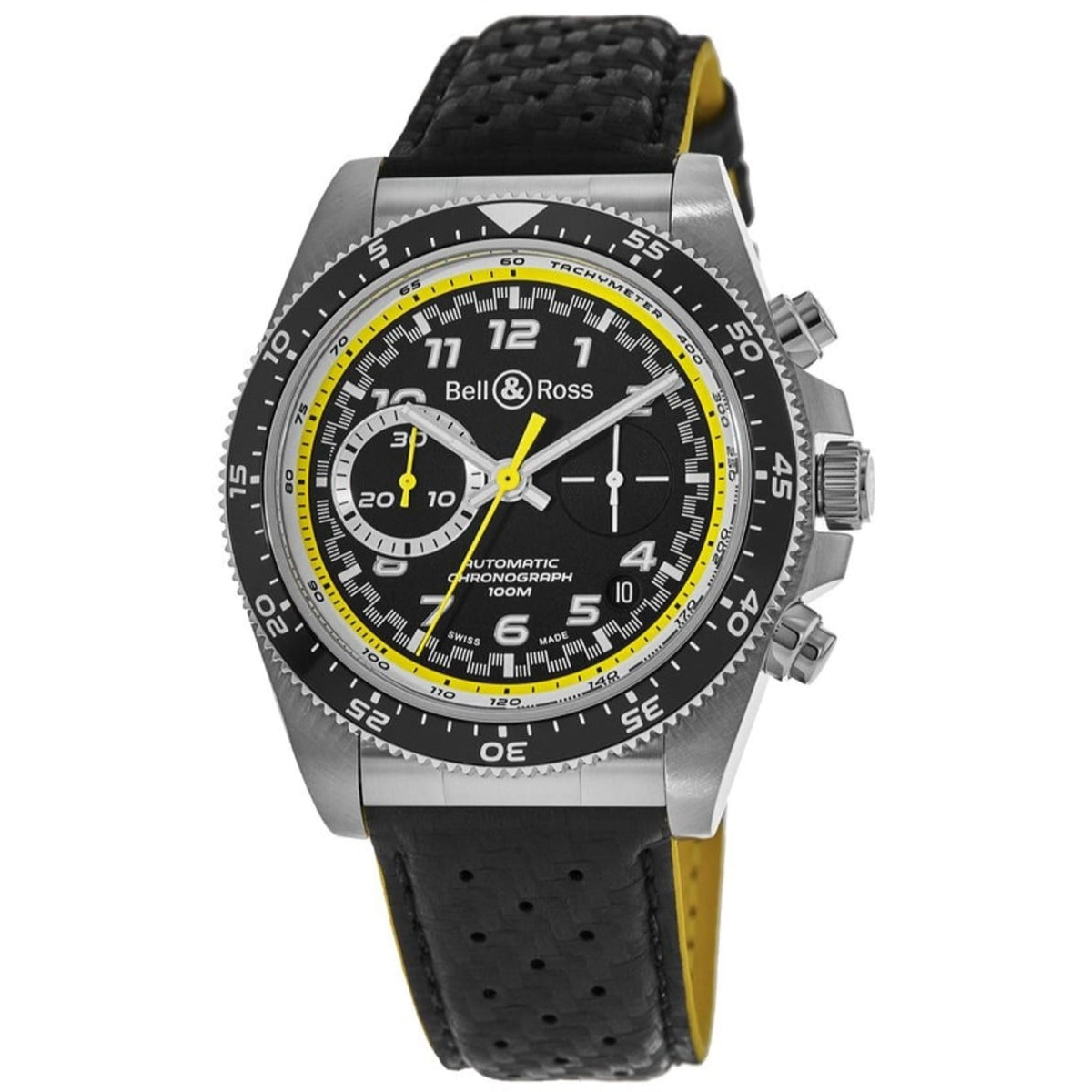 Bell & Ross Men's BRV394-RS20-SCA Vintage Chronograph Black Leather Watch