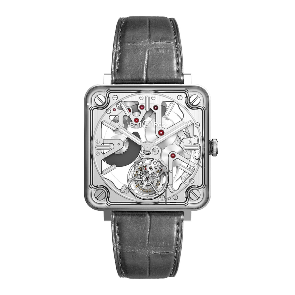 Bell &amp; Ross Men&#39;s BRX2-MRTB-SK-ST Br-X2 Tourbillon Micro Rotor Grey Leather Watch