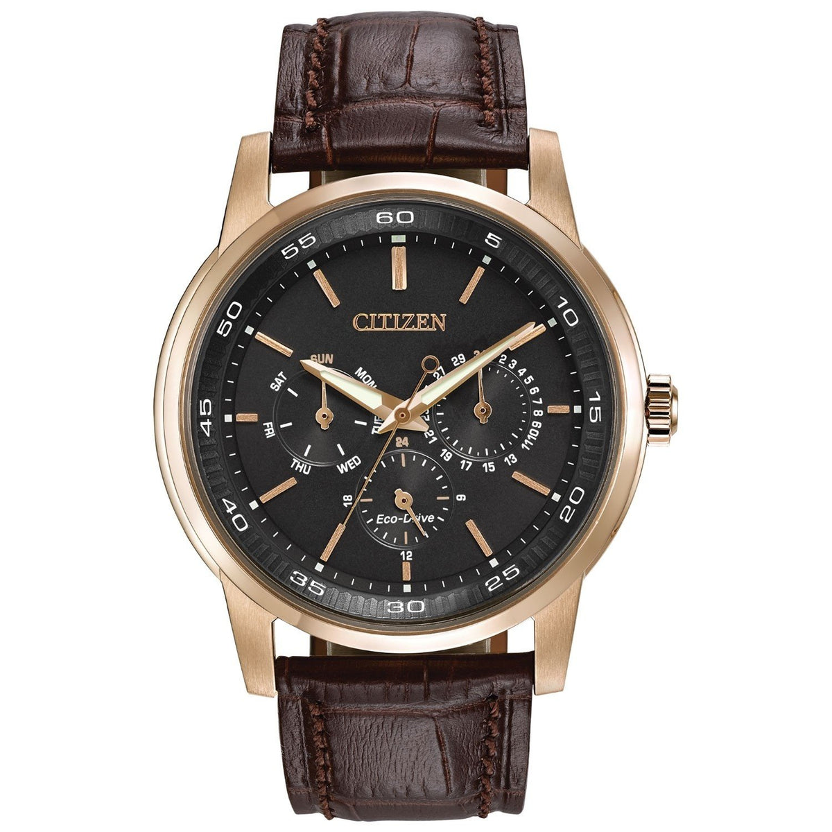 Citizen Men&#39;s BU2013-08E Eco-Drive Chronograph Brown Leather Watch