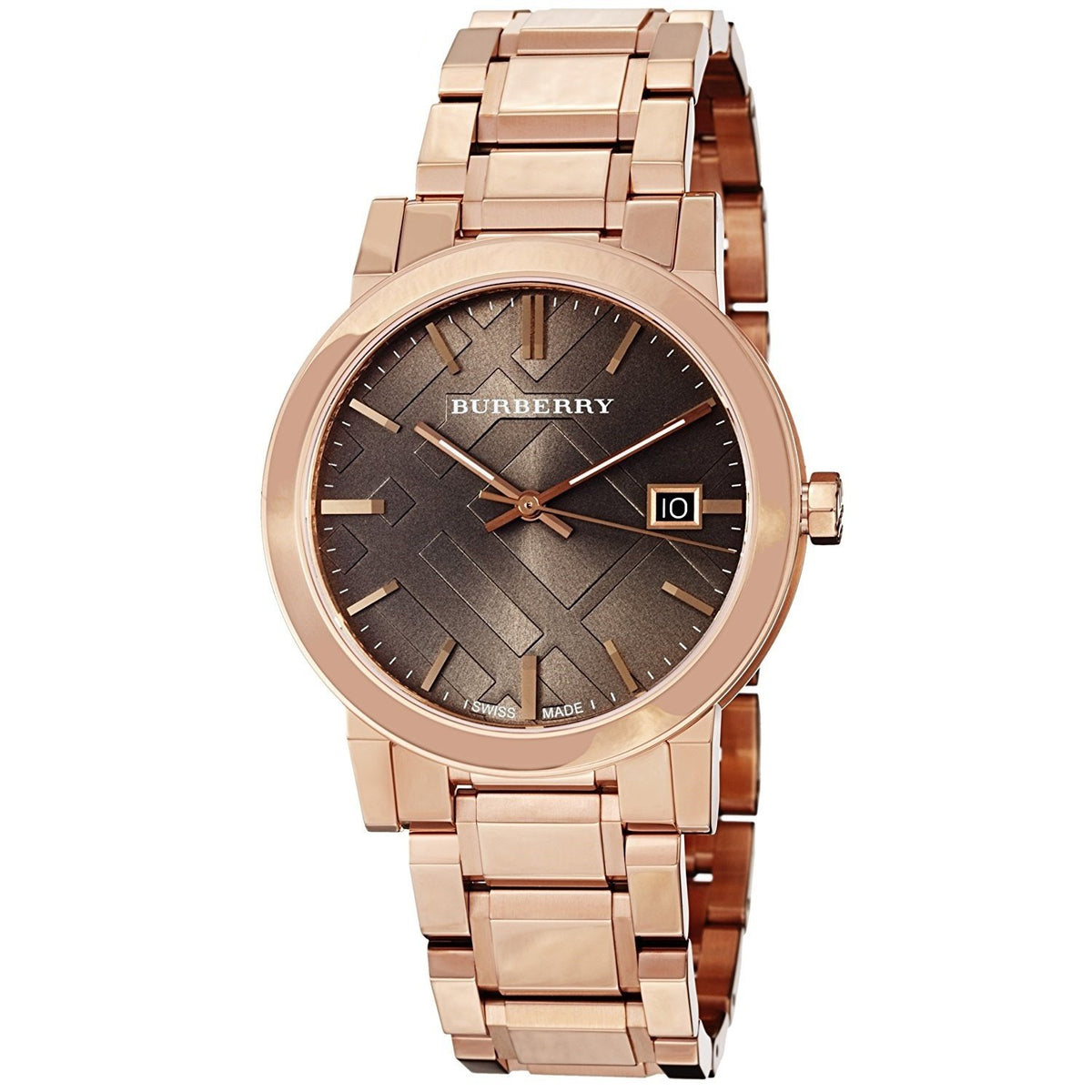 Burberry Women&#39;s BU9005 Large Check Rose-Tone Stainless Steel Watch