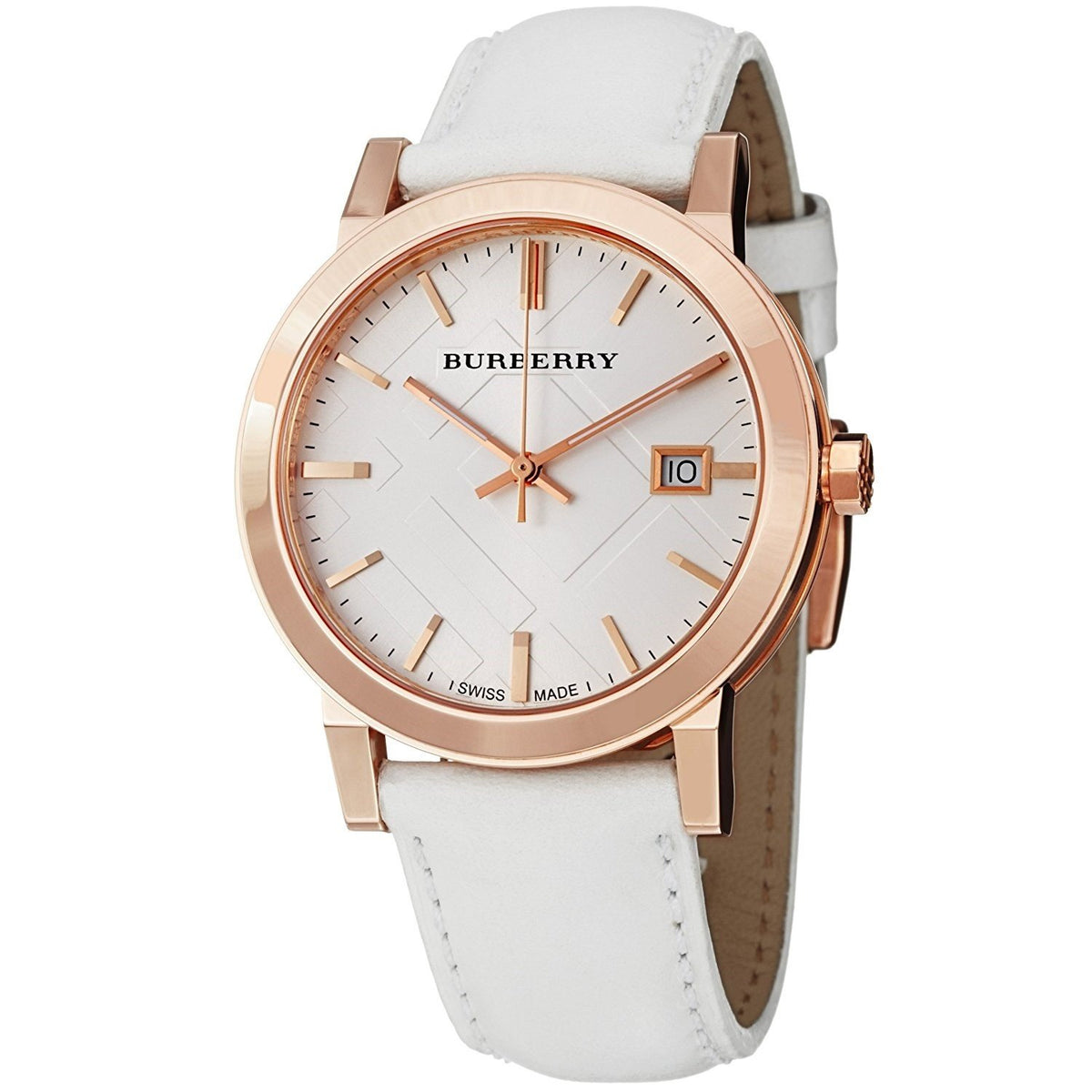 Burberry Unisex BU9012 Large Check White Leather Watch